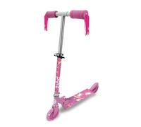 Zinc Monopattino Explorer a due ruote per bambini dai 3 anni in su, pieghevole, con ruote luminose, leggero, regolabile in altezza, pedana antiscivolo, freno a pedale posteriore, unicorno con nappe