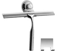 Zindoo Lavavetri per Cabina Doccia da Ventosa, Tergivetri Doccia in Acciaio Inox, Lavavetri Spazzola Bagno, Spatola Doccia per Pulire e Asciuga Vetri 31cm