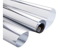 Zindoo Pellicola per Vetri Finestre Niente Colla Pellicola Specchio da Finestra Riflettente Monodirezionale 99% Anti-UV Controllo del Calore Argento 59.5 * 200cm