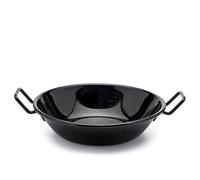 Zinel Kadai Pan/Wok con Manici, smaltato, Colore: Nero/Bianco a Pois, Smalto, Black/White Dots, 26 cm