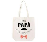 Zinello Design Borsa Tote Futuro Papà Regalo Baby Shower - Borsa Cotone 100% Kit Sopravvivenza - Regalo Papà Personalizzato Uomo Originale