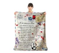 Zinello Design Coperta per mia figlia in catalano - Lettera della mamma o del papà - Regalo emotivo per figlia adolescente - Copertura morbida per compleanno e Natale (Teu Pare, 150 x 200 cm)