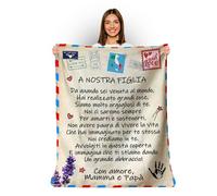 Zinello Design - Coperta Personalizzata Morbida da Regalare alla Propria Figlia da Parte di Mamma o Papà. Idea Regalo Originale e Utile per Natale (Firmata da Mamma e Papà, 150 x 200 cm)