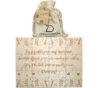 ZINELLO DESIGN Puzzle Annuncio Gravidanza in Legno - Spagnolo Senza Cornice | 21 x 15 cm, 12 pezzi in legno, sacchetto in cotone e pezzo «Sorpresa!» per il messaggio inciso in spagnolo, senza cornice
