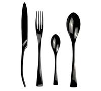 Zinello Design - Set di posate nere da 24 pezzi, in acciaio inossidabile 18/10 per 6 persone, set regalo design moderno, set di coltelli forchette cucchiai