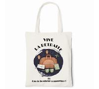 Zinello Design - Tote bag 100% cotone riutilizzabile, manici lunghi - diversi disegni: futuro papà, pensione, padrina, nonna, ragazza potere, feminism, ecru, Taglia unica
