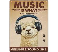 Zinevie Targa in latta vintage divertente orso chitarra cartelli in metallo musica rock poster Man Cave Signs - Gym Pool Bar Bagno Yard Garage Signs, My Neighbors Are Listening To Great Music Poster