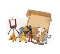 Zing Metal and Monsters Stikbots - Set composto da 8 action figure snodabili Stikbot e treppiede per cellulare, colori: bianco/nero/argento/oro/bronzo/marrone/mostri Giggles e Kyron