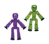 Zing StikBot - Confezione doppia con 2 StikBot, action figure da collezione e accessori, animazione Stop Motion, dai 4 anni in su (melanzana in metallo e oliva metallizzata)