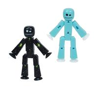Zing StikBot Pacchetto Doppio - Include 2 StikBot - Figure d'Azione Collezionabili e Accessori, Animazione a Passo Uno, Adatto dai 4 Anni in Su (Blu Ghiaccio+Nero Solido con Scintillio)