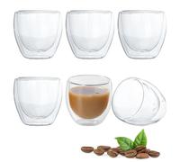 zingking Set da 6 Tazzine da Caffè in Vetro a Doppia Parete 80ml, Termici per Espresso, Cappuccino e Latte Macchiato, Lavabili in Lavastoviglie, Effetto Sospeso (6)