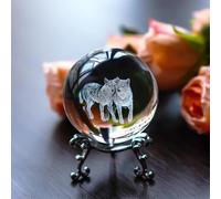 zingking Sfera di Cristallo a Forma di Lupo da 60 mm con Supporto in Vetro, Incisione Laser 3D, Decorazione per la Casa e l'Ufficio, Regalo per gli Amanti dei Lupi