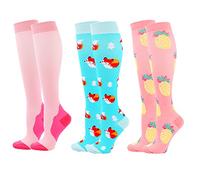 Zingso 3 Paia di Calze a Compressione per Donne e Uomini da 20 a 25 mmHg, le Migliori per Sport e Medicina, Ideali per Corsa, Volo, Viaggi, Infermieri, S-M Alto