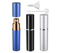 Zingso Atomizador Perfume Recargable, 10ml Mini dispensadores portátiles de la Botella Pulverizador Perfume para Perfume & Aftershave para Viaje Bolso con Embudo y Pipeta (10ml (Nero+Argento+Blu))