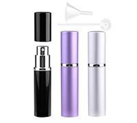 Zingso Flaconi nebulizzatori da viaggio ricaricabili, 3 mini flaconi spray portatili da 6 ml, con imbuto vuoto e strumento per diffusore, (nero+argento+viola) (FYC22PBS+A2-FBA-SL)