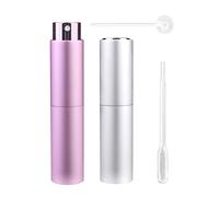 Zingso Mini bottiglie di profumo ricaricabili portatili, 3 pezzi da viaggio per profumi, atomizzatore vuoto, per esterni e viaggi, con imbuto e diffusore di profumi (10 ml ros argento))