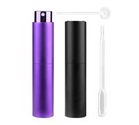 Zingso - Set di 2 flaconi spray da viaggio ricaricabili, 10 ml, mini, portatili, nebulizzatori per profumo e dopobarba, flaconi spray da viaggio vuoti con imbuto… (10 ml (Nero+Viola scuro))