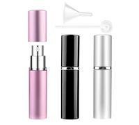 Zingso Set di 3 mini flaconi spray da viaggio ricaricabili con imbuto (6 ml rosa + argento + nero)