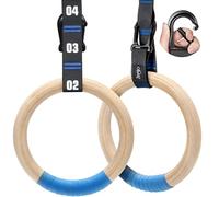 Zingtto Anelli da ginnastica in legno con cinghie numerate regolabili, anelli olimpici da 2,8 cm per allenamento di base, crossfit, allenamento corporeo, anelli da palestra a casa con cinghie per