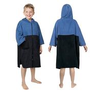 Zingtto Felpa con cappuccio per bambini, con zip, per surf, per 6 - 13 anni, con maniche a 3/4, per bambini, con cappuccio, da spiaggia e da donna, colore nero