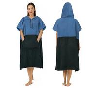 Zingtto Poncho da surf, accappatoio extra large, spesso, per uomo e donna, con tasca per cappuccio, per spiaggia, nuoto, 104 x 83,8 cm, nero e blu