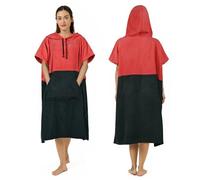 Zingtto Poncho da surf, accappatoio extra large, spesso, per uomo e donna, con tasca per cappuccio, per spiaggia, nuoto, 104 x 83,8 cm, nero corallo rosso