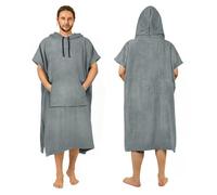 Zingtto Poncho da surf, accappatoio extra large, spesso, per uomo e donna, con tasca per cappuccio, per spiaggia, nuoto, 119,4 x 94 cm, grigio