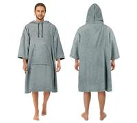 Zingtto Poncho da surf, accappatoio per cambio accappatoio, manica a 3/4, extra large, spesso, con cappuccio, per uomini e donne, spiaggia, nuoto, 109,2 x 89,9 cm, grigio