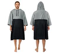 Zingtto Poncho da surf, maniche a 3/4, extra grande, con cappuccio, per uomini e donne, nuoto in spiaggia, 43 x 35 cm, colore: nero