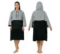 Zingtto Poncho da surf, per fasciare, maniche a 3/4, extra grande, con cappuccio, per uomini e donne, nuoto in spiaggia, 39''x33'', colore: nero