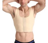 zinhsq Shapewear Uomo - Riduzione della Ginecomastia - Corsetto senza maniche per il supporto della schiena - Reggiseno per correggere la postura, Beige, L
