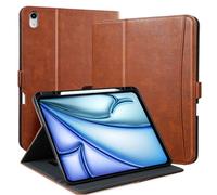 Zinibri Custodia Cover per iPad Air 11 Pollici M3 2025/M2 2024,iPad Air 5/4 Generazione 10,9" con Portapenna Tasca Cinghie Multi Angolo Chiusura Magnetica Pelle PU Auto Sveglia/Sonno,Marrone