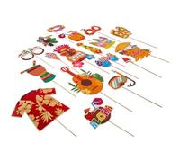 Zink 30 accessori per photo booth per feste Luau - 30 accessori per Photo Booth in stile hawaiano tropicale con 30 bastoncini e 60 nastri autoadesivi per Photo Booth