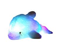 Zinsale 7 Cambi di Colore LED Lighten Giocattolo farcito con i Delfini Cuscino Peluche Luce Notturna (Blu, 45cm)