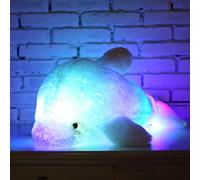 Zinsale 7 Cambi di Colore LED Lighten Giocattolo farcito con i Delfini Cuscino Peluche Luce Notturna (Blu, 30cm)
