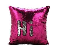 Zinsale Magico Reversibile Federe per Sirena Copricuscino con Paillettes Fodera per Cuscino da 40x40cm (Argento + Rosa)