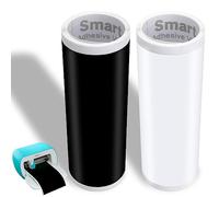 Zinueen 2 rotoli di pellicola autoadesiva in vinile per Cricut Joy, 14 x 200 cm, per stampante fai da te, tazze, auto, striscioni, decorazioni (nero + bianco)