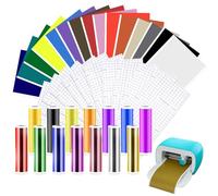 Zinueen 40 pezzi Smart Vinyl Permanent for Cricut Joy, Vinyl Plotter Film Smart Metallic Vinyl Smart Glitter Vinyl Plotter Pellicola Autoadesiva per Tazze fai da te, Auto Decorazione