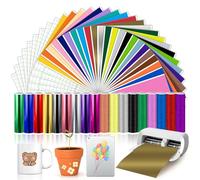 Zinueen 50 Pezzi Smart Vinyl Permanente per Cricut Joy Xtra, Vinile Plotter Film Smart Metallic, Smart Glitter, Pellicola Autoadesiva per Tazze Fai Da Te, Auto Decorazione