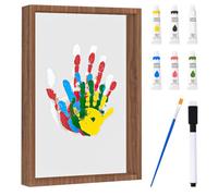 Zinueen Cornice Impronte Neonato con Calco Mani e Piedi, Kit Impronta Mani Famiglia per 4 Impronte, Regalo Neonato Maschio e Femmina, Set Impronte Mani e Piedi Neonato