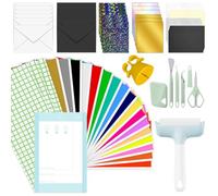 Zinueen Kit Starter per Cricut Joy - Extra Bundle per principianti con 17 colori, 12 x 5,5 pollici, Smart Vinyl Permanent, 3 pellicole di trasferimento, Insert Cards Set di strumenti di base, Roller