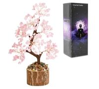 Zinueen Pietra preziosa rosa decorazione bonsai, quarzo rosa, cristallo albero di cristallo, spirituale esoterico Feng Shui, decorazione per bandi, decorazione da scrivania, regali spirituali per