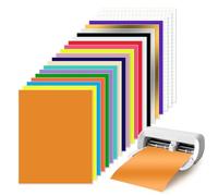 Zinueen Smart vinile permanente per Cricut Joy Xtra, 18 colori vinile permanente autoadesivo con 3 fogli di trasferimento, set di vinile adesivo e rimovibile per plotter per fai-da-te su tazze, auto