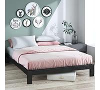 Zinus Arnav Letto 140 x 190 cm, altezza del telaio del letto 26 cm, struttura del letto in metallo con supporto per doghe in legno, colore: nero