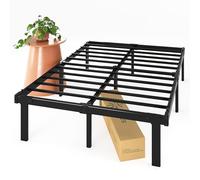 Zinus Caleb Letto 140x190 cm - Struttura Letto 36 cm di Altezza con contenitore sotto il letto - Struttura letto a piattaforma in metallo - Struttura letto pieghevole - Nero