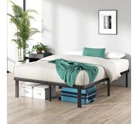 Zinus Caleb - Telaio letto 140 x 190 cm, altezza 36 cm, con ripiano sotto il letto, telaio in acciaio pieghevole, colore: nero
