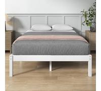 Zinus Ellie - Letto in bambù, 140 x 190 cm, moderno e leggero, con rete a doghe in legno, 35,5 cm di spazio sotto il letto, design ecologico - bianco