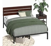 Zinus Figari Telaio sostenibile per letto a piattaforma in metallo e bambù con testiera a doghe | 160 x 190 cm | 31 cm Alto | Supporto a doghe in acciaio | Facile da montare | Bella finitura