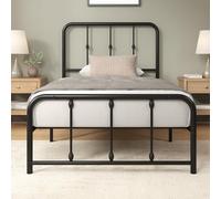Zinus Florence Bed 90 x 190 cm - Rete in metallo con testiera e pediera, altezza 35 cm, letto con rete a doghe in metallo, facile montaggio, spazio di archiviazione sotto il letto, nero