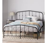 Zinus Heidi Letto 90 x 190 cm - Altezza 31 cm - Telaio letto in metallo con testiera e pediera, letto singolo - Nero
